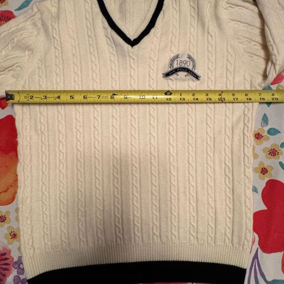 U.S. Polo Assn. Men's V-Neck Cable Knit Beige Sweater Size Large - Picture 6 of 12